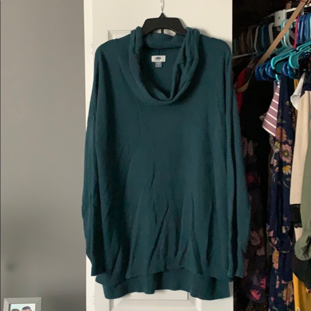 Dark teal cowl neck sweater